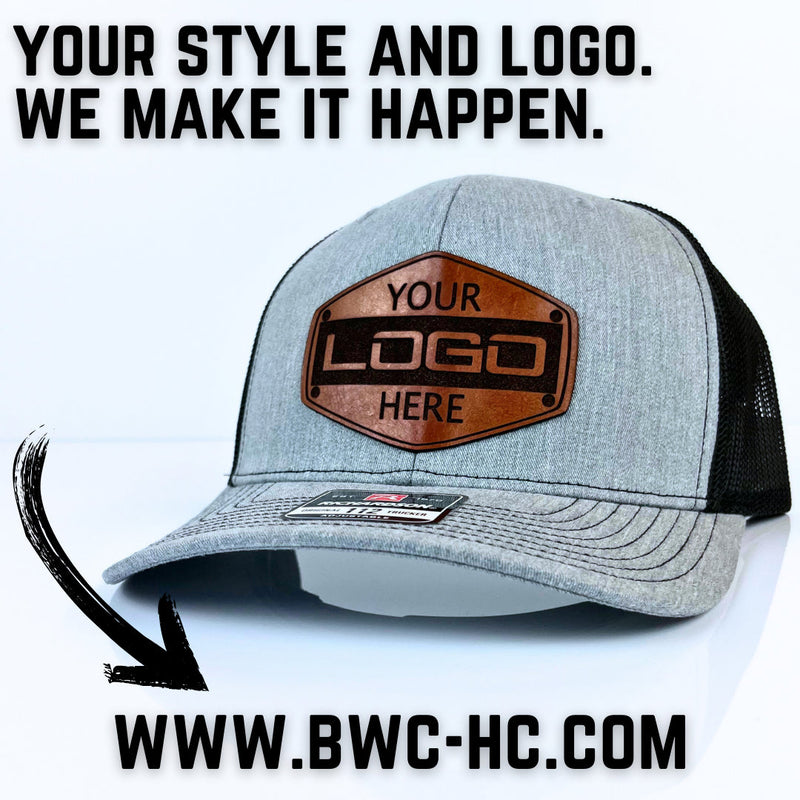 Custom leather patch trucker hats