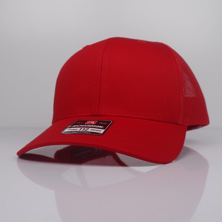Custom Embroidered Trucker Hat - Richardson 112 option shown in Red