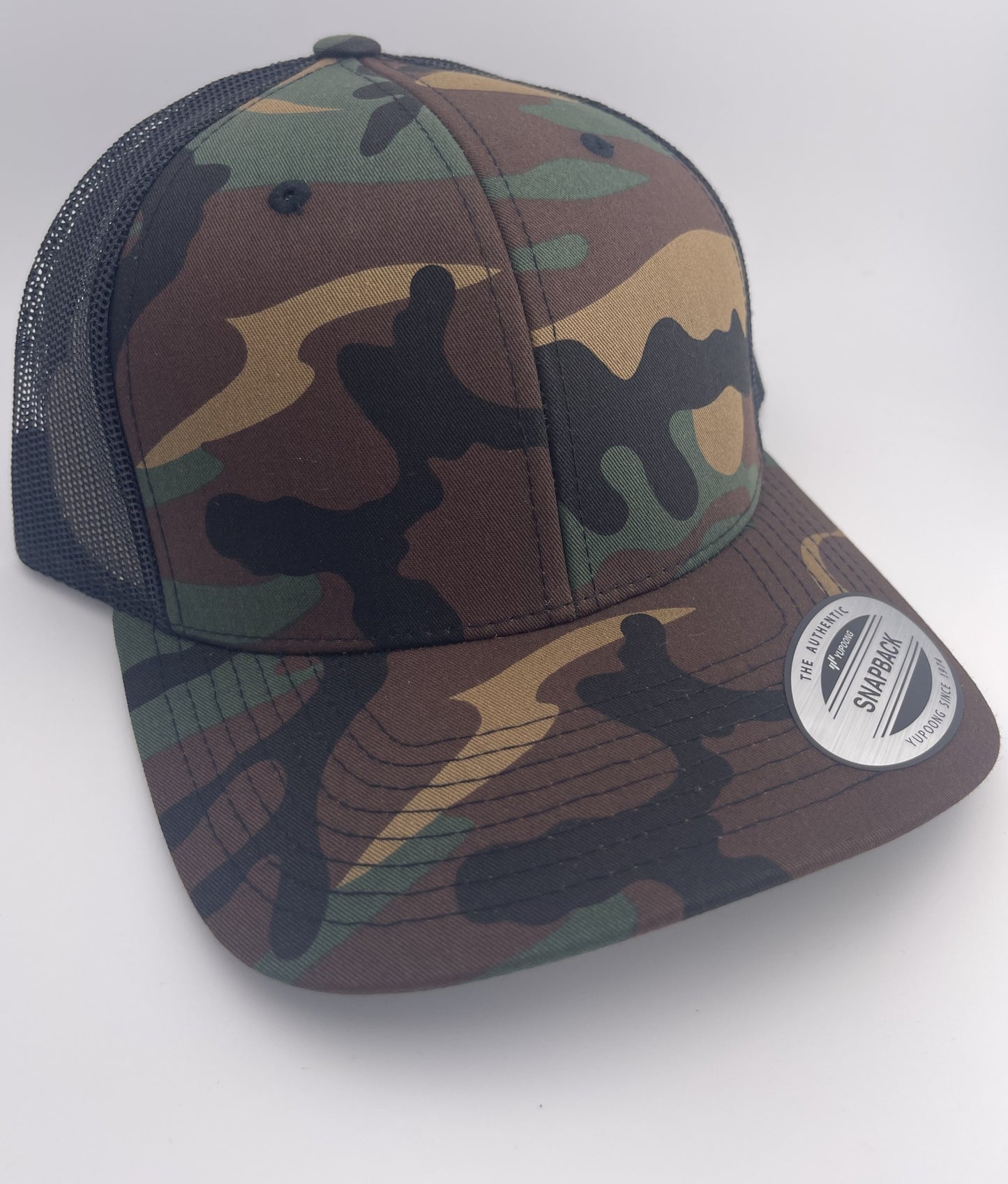 Custom Trucker Hat - Green Camo / Black image