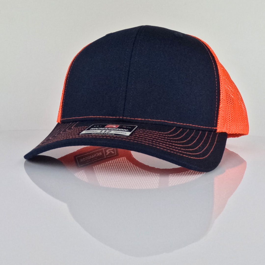 Custom Trucker Hat - Navy Blue / Neon Orange image