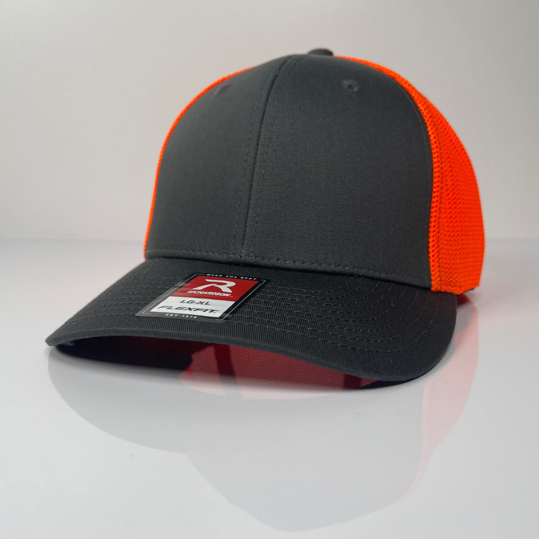 Fitted Hat For Men - Charcoal / Neon Orange image