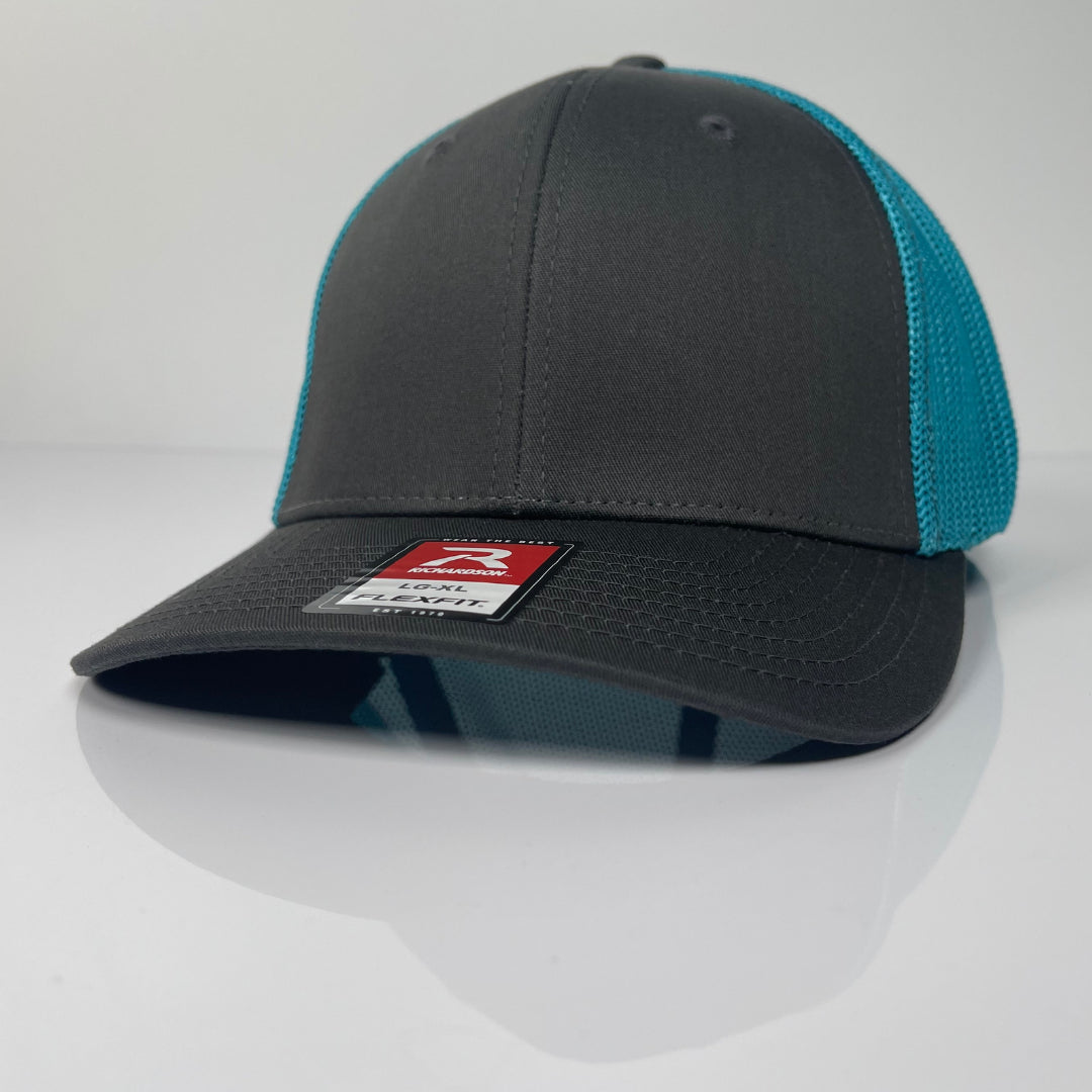 Fitted Hat For Men - Charcoal / Neon Blue image