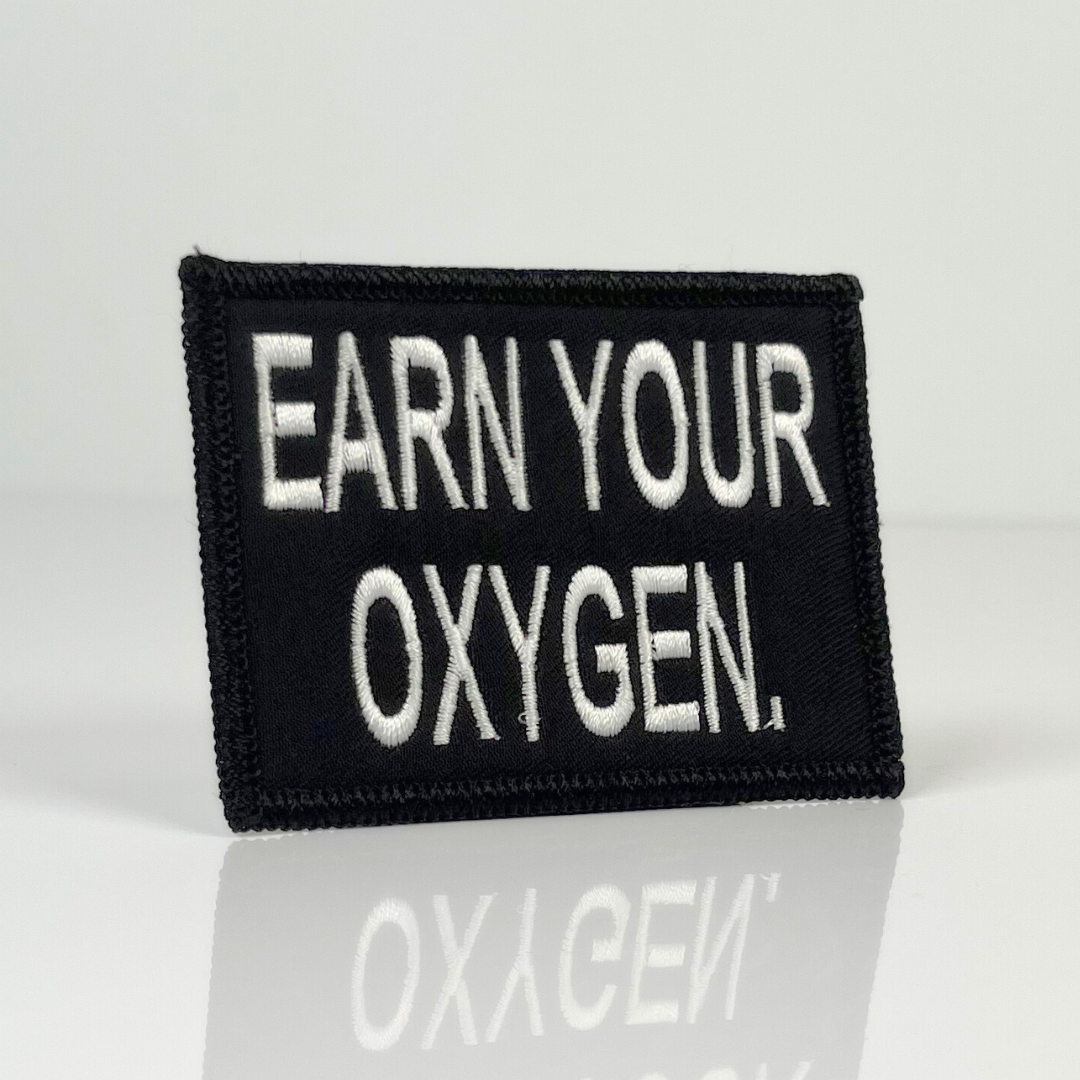 Earn Your Oxygen embroidered morale patch from fitness bundle