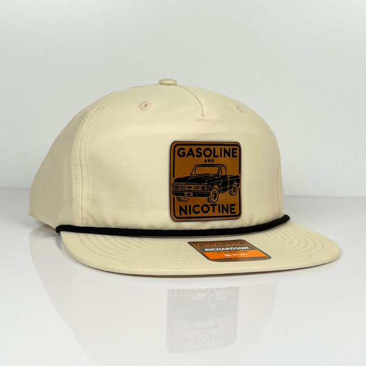 Gasoline and Nicotine Hat Richardson 256 Beige / Black Umpqua Snapback R-Active UPF 50+ Cap