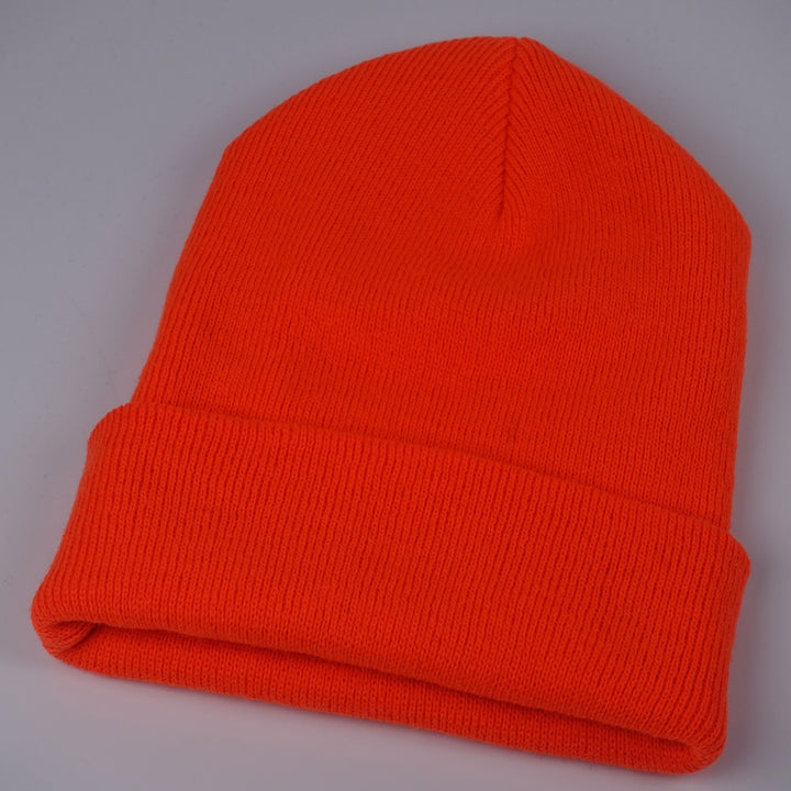 Custom Embroidered Beanie - Yupoong 1501KC option shown in Blaze Orange