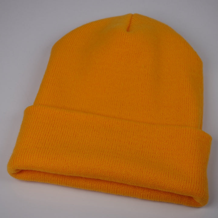 Custom Embroidered Beanie - Yupoong 1501KC option shown in Gold
