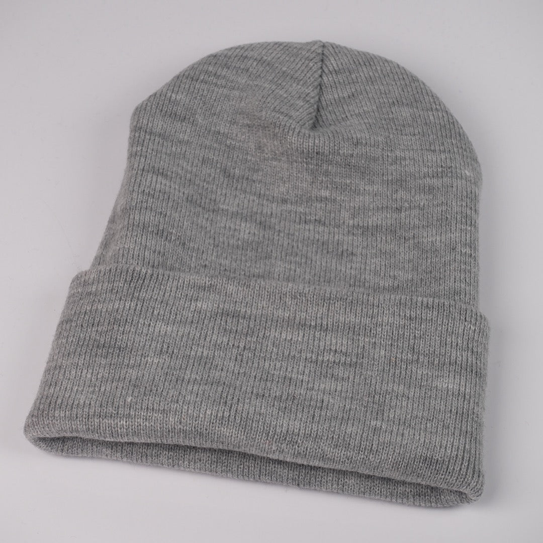 Custom Embroidered Beanie - Yupoong 1501KC option shown in Heather
