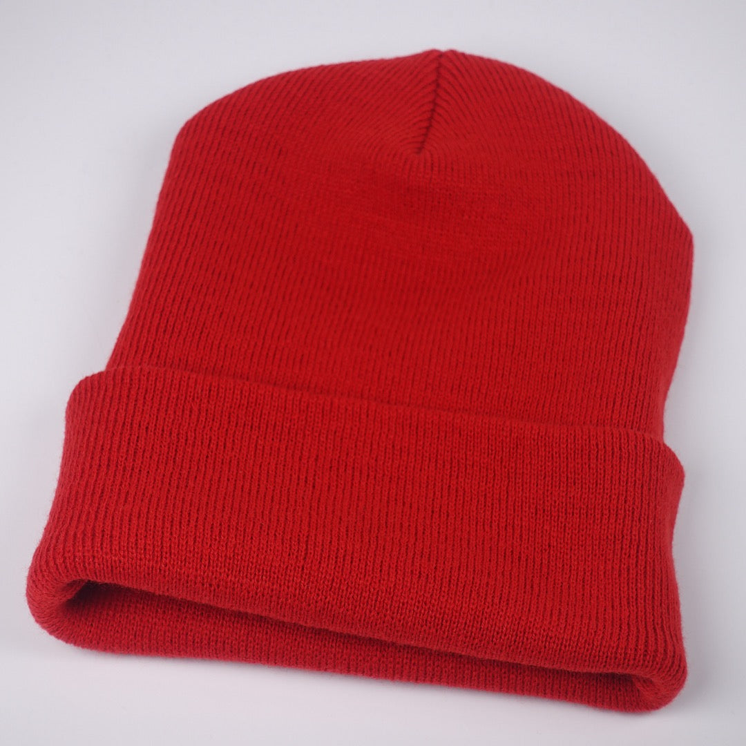 Custom Embroidered Beanie - Yupoong 1501KC option shown in Red