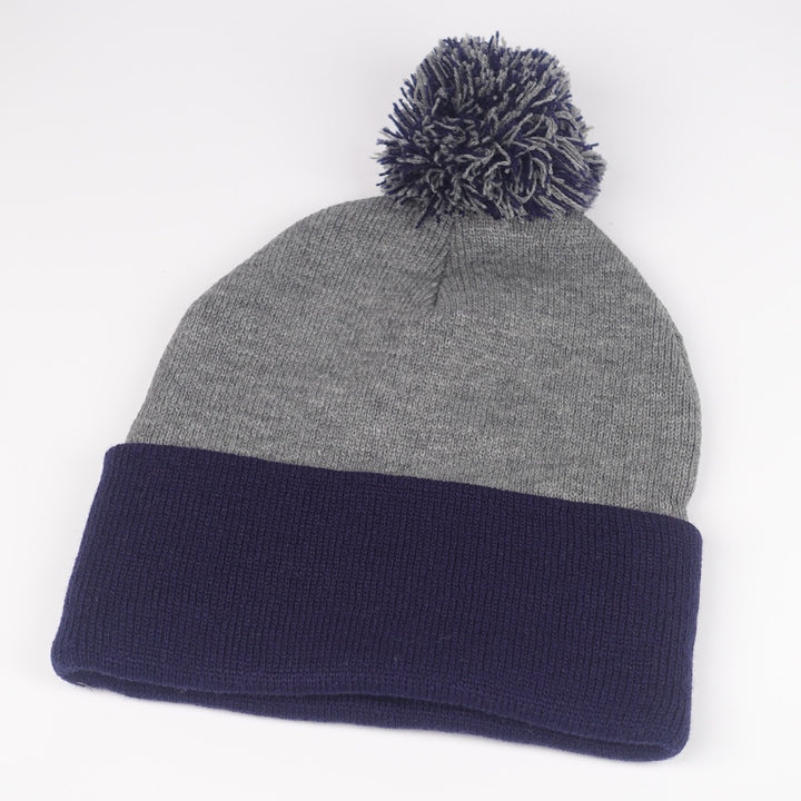 Custom Embroidered Pom Beanie - Sportsman SP15 option shown in Dark Heather Grey / Navy