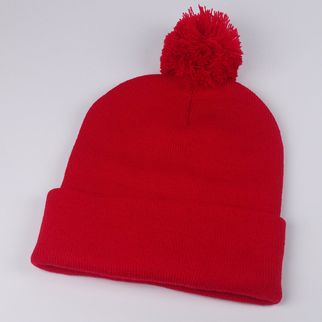 Custom Embroidered Pom Beanie - Sportsman SP15 option shown in Red