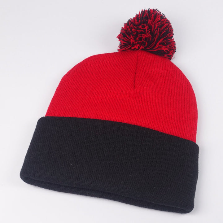 Custom Embroidered Pom Beanie - Sportsman SP15 option shown in Red / Black