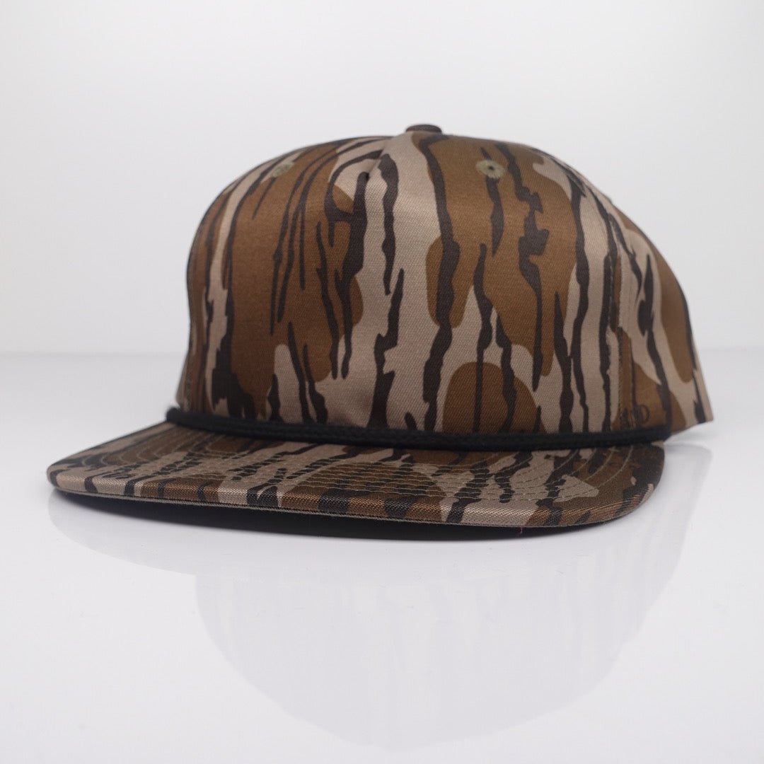 Custom Embroidered Rope Hat - Richardson 256 option shown in Mossy Oak Bottomland / Black