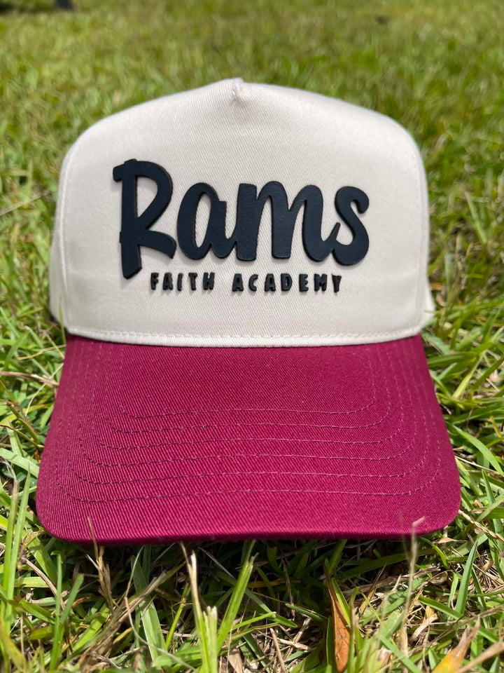 School Spirit Collection Leather Patch Hat - Faith Academy Rams