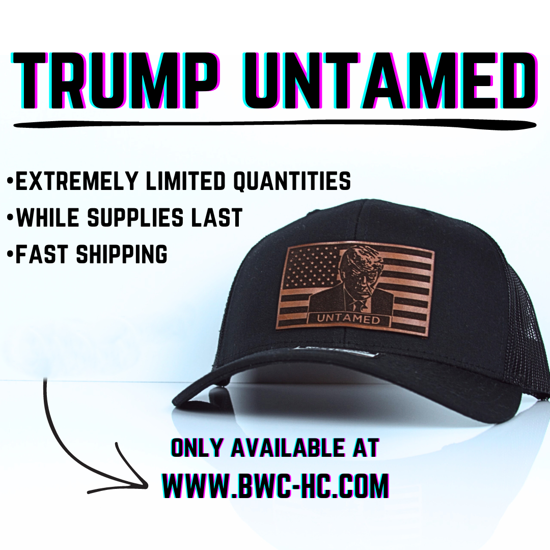 Trump Mugshot Custom Leather Patch Trucker Hat - Blackwater Creek