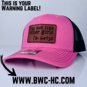 Bold Fashion, Custom Trucker Hat, Distinctive Style Hat, Empowerment Apparel, Feminine Confidence, I'm Not Like The Other Girls Hat, Independent Woman Gear, Leather Patch Hat, Statement Hat, Unique Style Hat